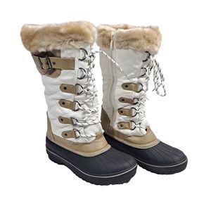 Dream Pairs Mid-Calf Faux Leather/Fur Winter Snow Boots Women Size 8 NWOT